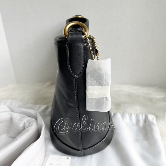 Coach Black Leather Tali Bucket Bag with Webbing Strap - Picture 5 of 11